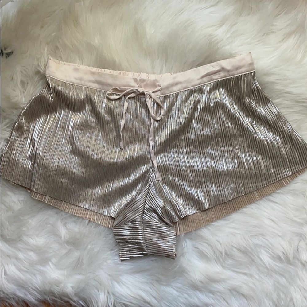 Victoria's Secret Gold Metallic Shine Pleasted Pajama Shorts New with out tags